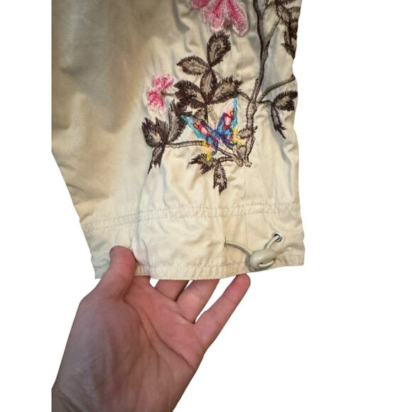 Vintage Y2K Arizona Jeans Embroidered Floral Hummingbird Cargo Pants Size 14 - Picture 5 of 12